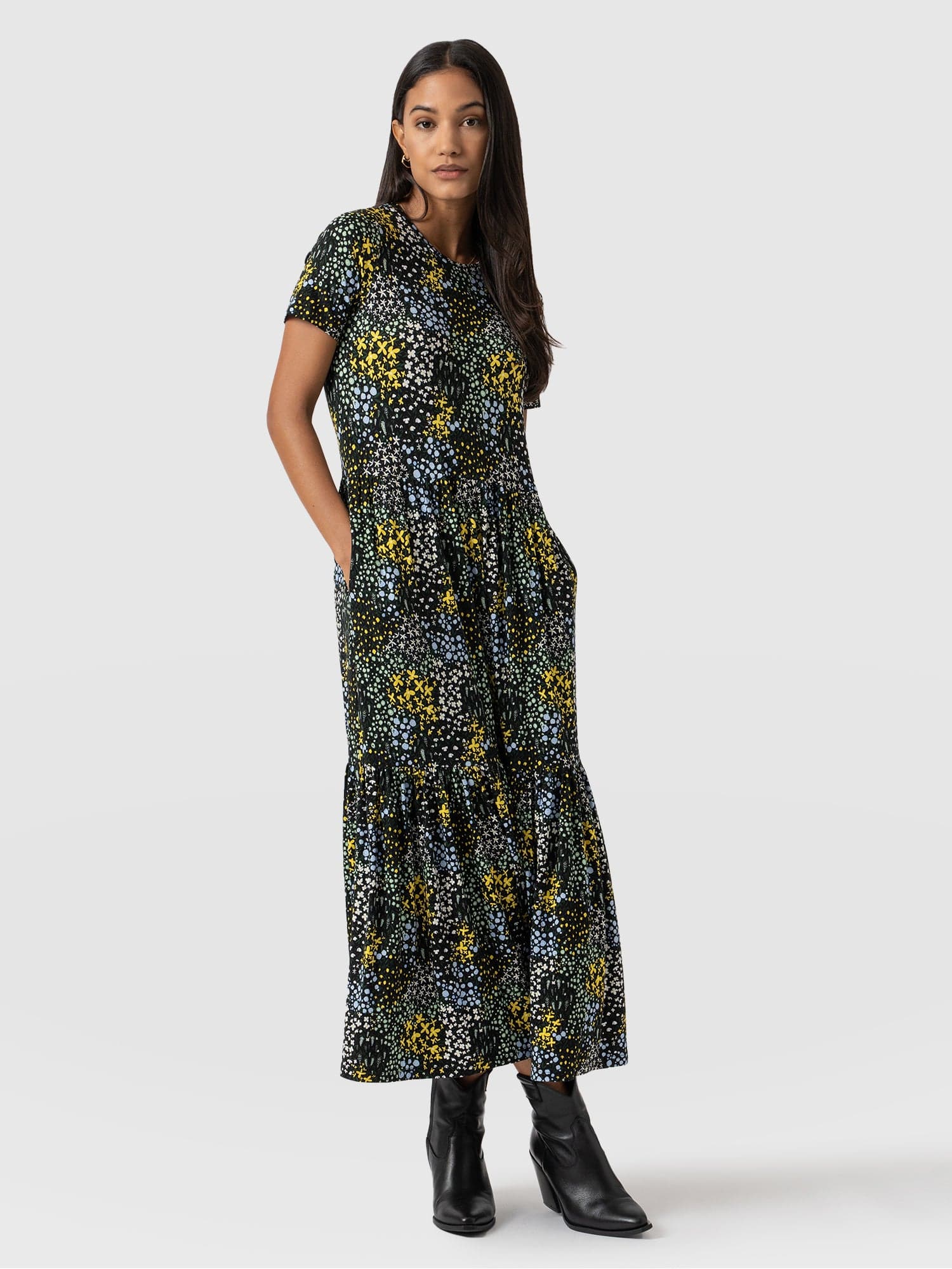 Greenwich Dress Short Sleeve Blue Ditsy Floral - Women's Dresses | Saint + Sofia® EU